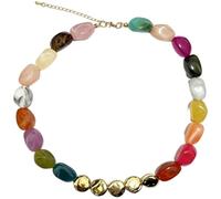 Multi-Color Resin Beaded Necklace Bohemian Versatile Women Statement Choker | Boho vibrant resin bead neck jewelry, exaggerated colorful design for vacation daily outfit matching
