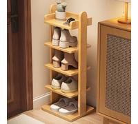 Multi-Color Shoe Cabinet Storage Wood Shoe Rack with Removable Shelves Narrow Entryway Closet for Landing Shoes Perfect for Small Spaces (White 11.8"x31.5")