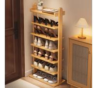 Multi-Color Shoe Cabinet Wood Shoe Rack with Removable Shelves Narrow Entryway Storage Solution Perfect for Small Spaces (White 11.8 * 31.5in)