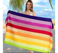 Multi-Color Stripe Beach & Pool Towel,Large Cotton Towel,Beach Towel- Soft & Absorbant - Rainbow Like Colors- 63” x 31”,Ring Spun Texture for Pool and Swim Days, Modern Design Bath Towels - 1Pack