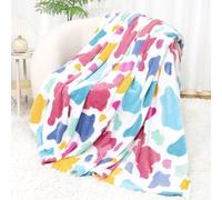 Multi Color Throw Blanket Lightweight Fuzzy Soft Rainbow Fleece Blanket Cozy Colorful Blanket Gifts Decor Stuff for Women Girls Birthday