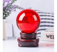 Multi Color Transparent Crystal Ball Ornaments Home Decorations Paperweight Feng Shui Base,Red,150mm