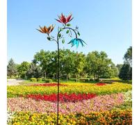 Multi Colored Flower Wind Spinner, Metal Butterfly Spinner，Large Spinner Resistant Outdoor Yard Lawn Patio Decor for Summer Spring Beautiful