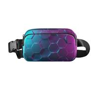 Multi-Colored Fluorescent Artistic Hexagons Cute Fanny Waist Pack for Women Men Large Capacity Bum Bag Belt with Adjustable Strap for Travel Gym Work
