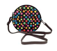 Multi Colored Polka Dots Women Round Crossbody Bags Leather Sling Bag Purse