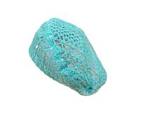 Multi Colored Summer Crochet Beret for Women Slouchy Breathable Lace Beret Hat Cutout Floral Beanie Cap Head Covering Cotton Hat(Green)