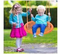 Multi-Colored Woven Disc Swing for Kids & Adults Indoor/Outdoor Nest Design Includes 2m Suspension Rope & 6 Hooks (80cm / 31.5in) - Perfect for Family Fun!