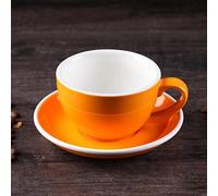 Multi-Colors Cappuccino Cups And Saucers Durable Porcelain 220ml Capacity For Specialty Coffee Mugs Drinks Latte Macchia Art Cup,Orange