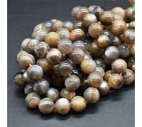 Multi-Colour Black Moonstone Semi-Precious Gemstone Round Beads - 10mm - 15'' Strand