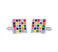 Multi Colour Cufflinks for Men Square Checkerboard Cufflink by Onyx Art London