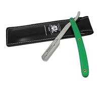 Multi Colour Cut Throat Razor Kit Light Weight Handle & Stainless Steel Professional Barber Razor, Premium Single Blade Straight Edge Razor, Moustache & Beard Shaper, Travel Pouch Included (Green)