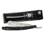 Multi Colour Cut Throat Razor Kit Light Weight Handle & Stainless Steel Professional Barber Razor, Premium Single Blade Straight Edge Razor, Moustache & Beard Shaper, Travel Pouch Included (Black)