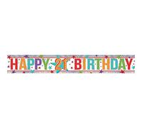 Multi Colour Happy 21st Birthday Holographic Foil Banners 2.7m
