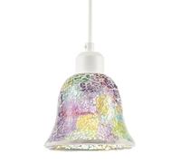 Multi-Colour Iridescent Crackle Mosaic Bell Pendant Lighting Shade | 14cm x 11cm | Rainbow Blend with Purples Greens Yellows and Pinks by Happy Homewares