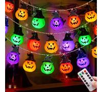 Multi-colour LED Pumpkin Halloween Decorations, Battery Operated Halloween Lights Indoor, Bright Pumpkin String Lights for Halloween Window Decorations Door Garland Wreath Tree Birthday Party Decor