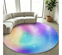 Multi-colour Nebula Galaxy Round Rug 120 cm, Non-Slip Washable Floor Mat | Cosmic Space Circle Area Carpet with Anti Skid Rubber Base, Vibrant Stain Resistant Floor Mat for Gaming Room and Study