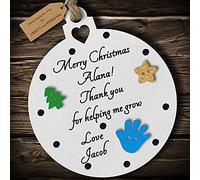 Multi-Colour Personalised Nursery Teacher Merry Christmas Bauble tree decoration wooden thank you hanging ornament keepsake gift present for childminder keyworker (White #3)