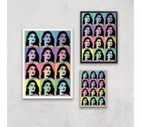 Multi Colour Pop Girl Giclée Art Print - A3 - White Frame