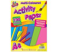 Multi Coloured A4 100 Activity Papers Children's Art and Craft Projects Drawing Sketch and Cutting Paper Creative Stickers Art Fun Ideas Decorations Model Making for School Activity Art Room Office