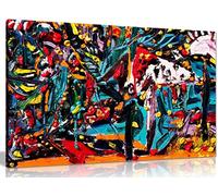 Multi Coloured Abstract Oil Painting Canvas Wall Art Picture Print (30x20in)