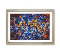 Multi Coloured Autumn Leaves in Abstract Framed Print | A2 Oak Framed Wall Art | Ready to Hang | Abstract Floral Picture | Living Room Bedroom Lounge Office