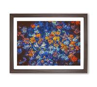 Multi Coloured Autumn Leaves In Abstract Modern Art Framed Print | A2 Walnut Framed Wall Art | Ready to Hang | Abstract Floral Picture | Living Room Bedroom Lounge Office