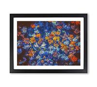 Multi Coloured Autumn Leaves In Abstract Modern Art Framed Wall Art Print, Ready to Hang Picture for Living Room Bedroom Home Office Décor, Black A2 (64 x 46 cm)