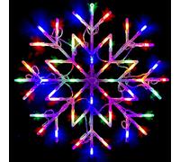 (Multi Coloured) Christmas 50 LED Snowflake Star Window Hanging Wall Light Silhouette Xmas Decor