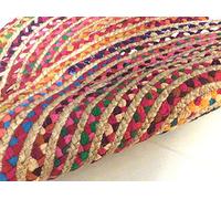 Multi Coloured Eco friendly Oval Braided Natural Jute with Recycled Cotton Handmade Fair Trade Reversible Washable Rugs (XS 60x90cm - (2'x3'))