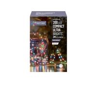 Premier Decorations 200 Warm White LED Compact Ultrabright Silver Wire Battery Operated Lights 3m