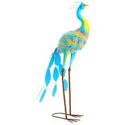 Multi Coloured Metal Peacock Garden Figurine Staked Lawn Ornament
