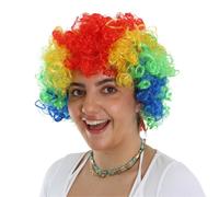 Multi-Coloured Rainbow Curly Wig I Love Fancy Dress Multi 12 Pack