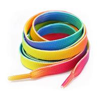 Multi Coloured Rainbow Flat Shoe Laces For Trainers Skate Shoes, Hi Tops, Shoes Boots Laces are 10mm wide (90cm)