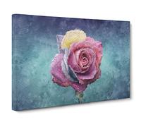 Multi-Coloured Rose Flower Canvas Print | Gallery Wrapped 30mm Frame Wall Art | 30x20 inches | Ready to Hang | Contemporary Floral Picture | Living Room Bedroom Lounge Office