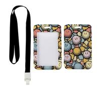 Multi-Coloured Small Fragments Card Holder with Black Lanyard, Lanyard and Card Holder, Vertical Name Badges Protector for Driver, Vertical Cards Protector for Nurse, Nurse Essentials Accessories Work