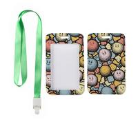 Multi-Coloured Small Fragments ID Card Holder with Green Lanyard, Lanyard Holder, Vertical Name Badges Protector for Driver, Vertical Cards Protector for Work, Nurse Essentials Work Nurse Accessories