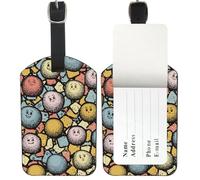 Multi-Coloured Small Fragments Luggage Tags, Pu Leather Baggage Tags with Privacy Protection Cover, Travel Tag Bags Suitcase Label Luggage Identifiers, Men Women Suitcase Accessories, Gifts for Him