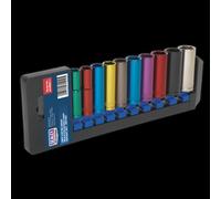 Multi-Coloured Socket Set 10pc 3/8"Sq Drive 6pt Deep WallDrive® Metric