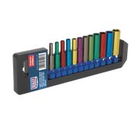 Multi-Coloured Socket Set 12pc 1/4"Sq Drive Deep WallDrive® Metric | AK282D Seal