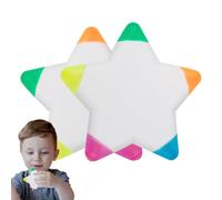 Multi-Coloured Star Highlighter | 2X Children Star Shaped Five-Pointed Pen Funny Highlighter,Colored Fluorescent Pen Marker Watercolor for Work Notes, Pictorials