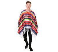 Multi-Coloured Striped Poncho I Love Fancy Dress Multi 12 Pack