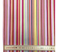 Multi Coloured Stripes100% Superior Cotton Poplin Fabric 45" Wide Sold by The Metre (Pink & Yellow) (Sample)