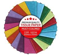 Multi Coloured Tissue Paper 50 Sheets, YUNJU Gift Wrap, MF and Acid Free, Large 20 X 30 Size, Wrapping Decorative Sketch and Cutting Paper for Art Craft & Packing