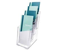 deflect-o Literature Display Holder 4-Tier 4x1/3 A4 Wall/Desktop Transparent