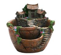 Multi Compartment Flowerpot with Fairy Tale Theme for Cultivating Various Plants in One Stylish Resin Container (orange)