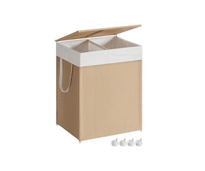 Multi-compartment laundry basket, Natural Beige + Matte White / 100 L