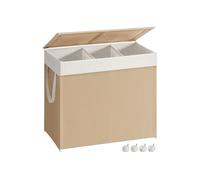 Multi-compartment laundry basket, Natural Beige + Matte White / 140 L