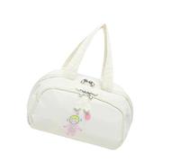 Multi Compartment Makeup Bag with Handle and Wear Resistant Toiletry Cosmetic Bags for Efficient Beauty Routine Pastel White Bucket Travel Case Quilted Large Capacity Portable Toiletry Adjustable