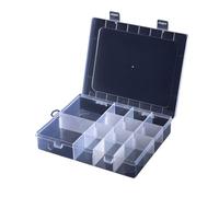 Multi Compartment Plastic Storage Box with 14 Adjustable Grids Lockable Clear Case Organizer for Screws Nails Jewelry and Small Tools