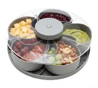 Multi Compartment Rotating Serving Tray, 360 Degree Spin Snack Platter for Cheese Fruits Meats, Perfect for Party and Game Night(Gray)